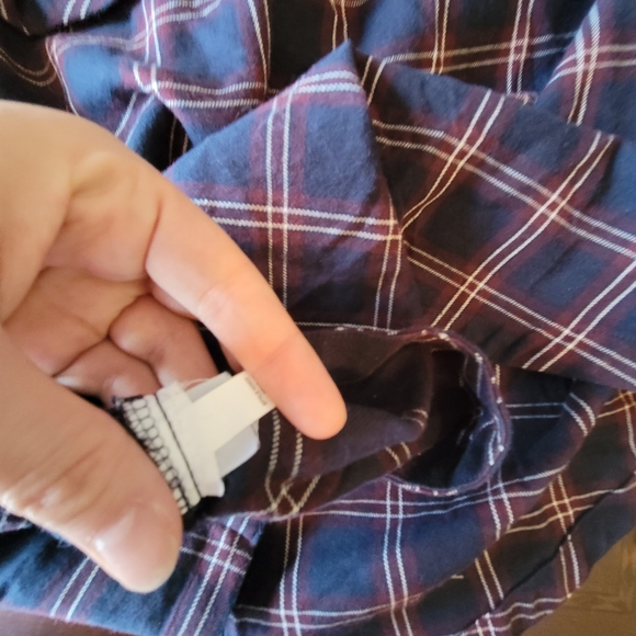 Madewell | Maroon/Navy Plaid Ruffle-Yoke Button Down W/ Easy Roll Sleeves - Picture 11 of 11